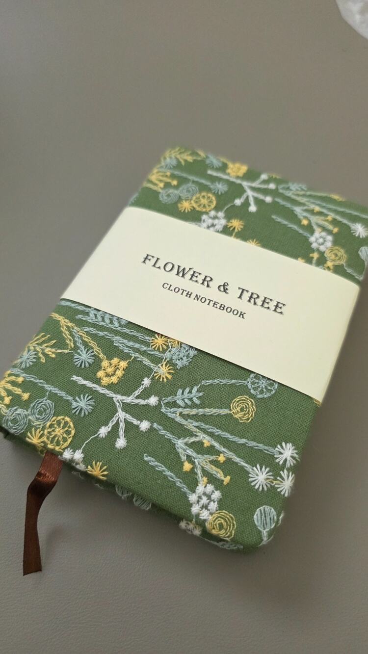 4" x 6" Linen Embroidery Journal – A6 Cloth Notebook with Floral Detail